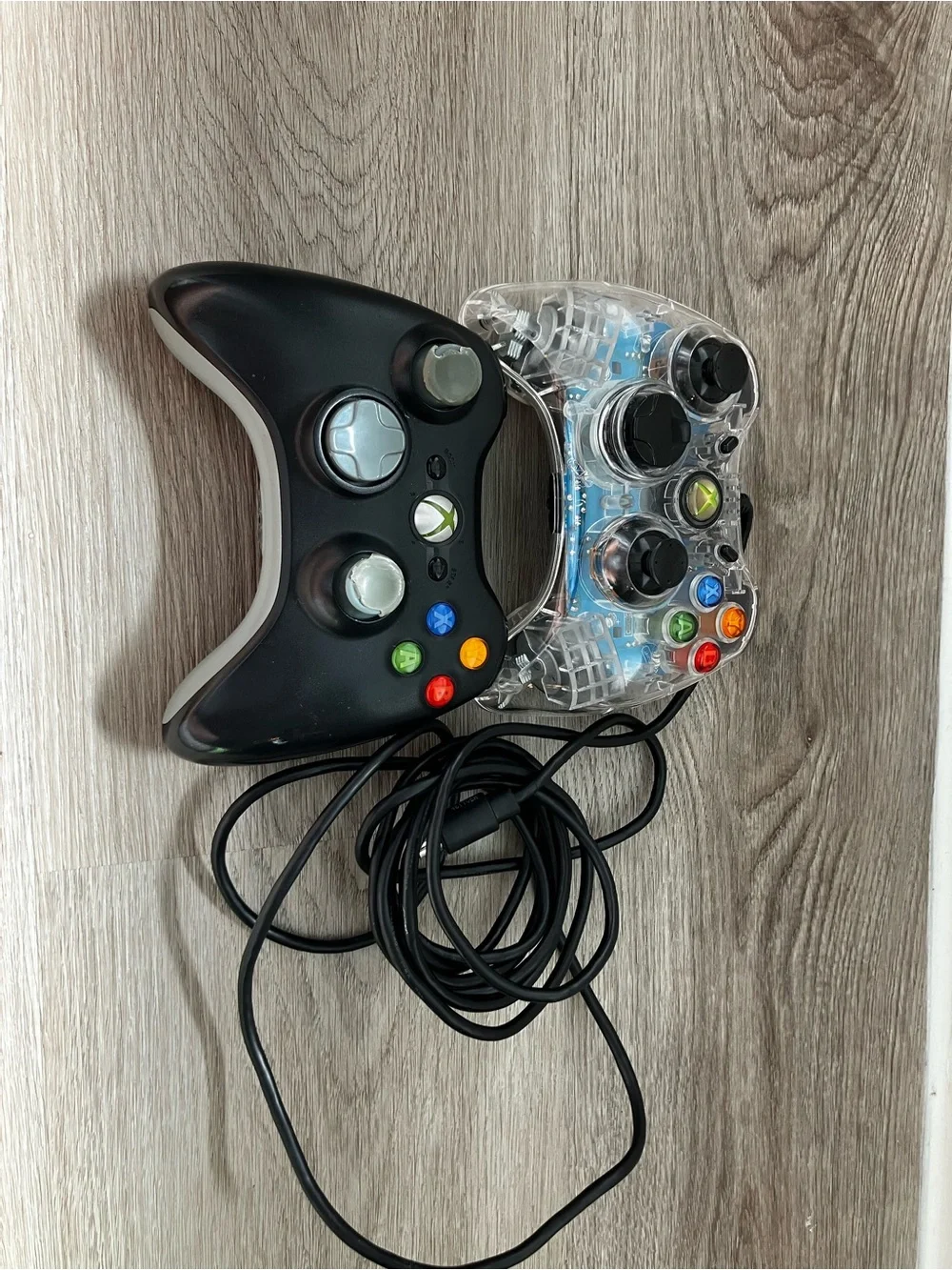 Microsoft Wired Dual Game Controllers in Black and Clear